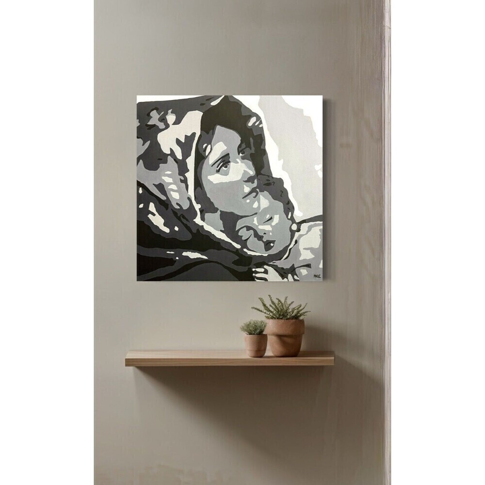 Original Acrylic Painting  "THE MADONNA OF MILITARY MOTHERS" Signed 24 x 24 - Picture 5 of 7